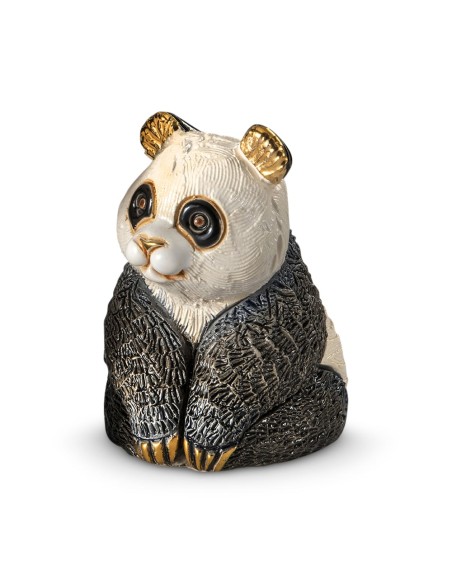 Pandajunges Sitzt Keramikskulptur De Rosa Rinconada