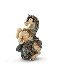 Cavallo da Giostra Bianco Scultura in Ceramica 