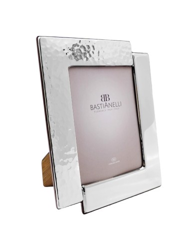 Glossy and Hammered 925 Sterling Silver Double L Picture Frame 5x7