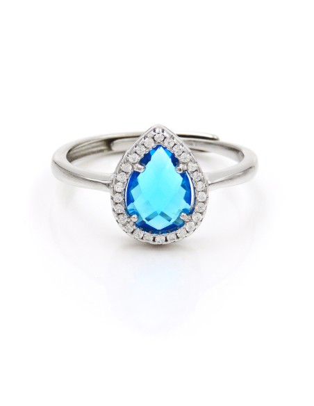 Anello in Argento con Pietra Azzura Taglio Goccia
