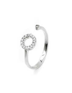 925 Sterling Silver and White Zirconia Circle Ring