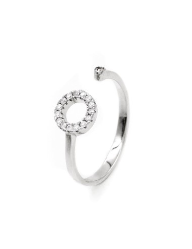 Anello Cerchio in Argento 925 e Zirconi Bianchi