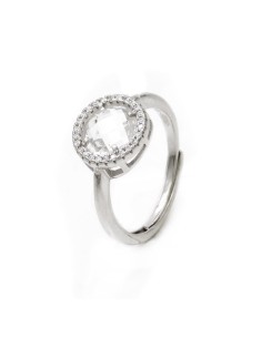 925er Sterlingsilber Ring mit Rundem Stein