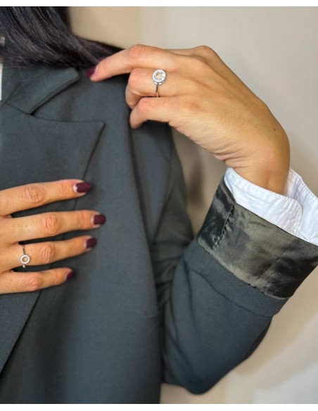 925er Sterlingsilber Ring mit Rundem Stein