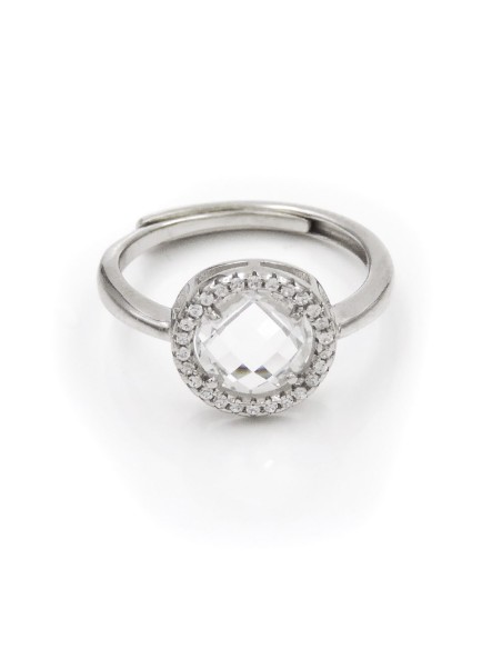 925er Sterlingsilber Ring mit Rundem Stein