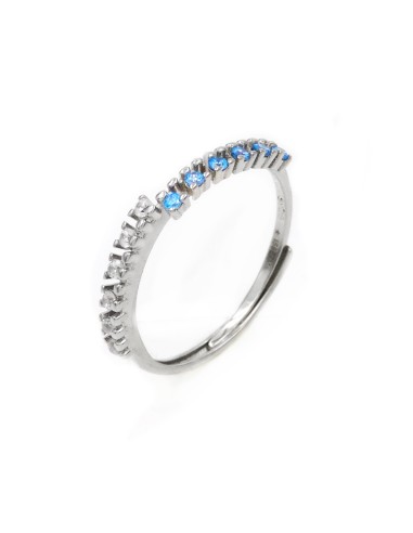 925 Sterling Silver Ring with White and Light Blue Zircons