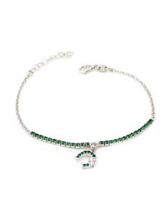 925 Sterling Silver Green Thin Tennis Bracelet with...