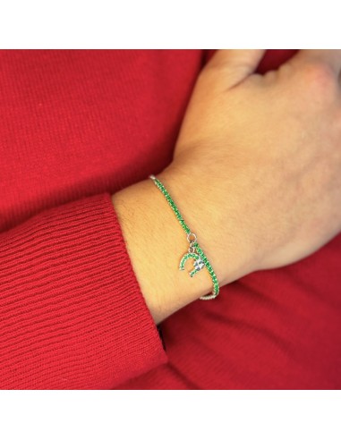 925 Sterling Silver Green Thin Tennis Bracelet...