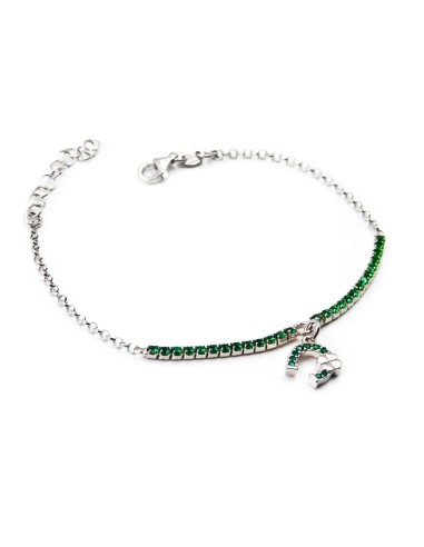 925 Sterling Silver Green Thin Tennis Bracelet...