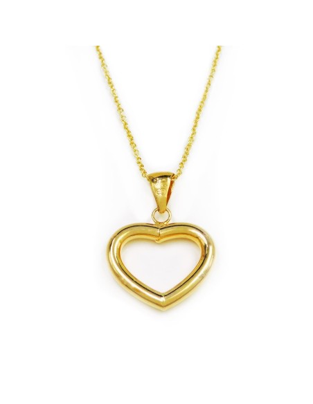 9K Gold Heart Pendant Necklace Unoaerre