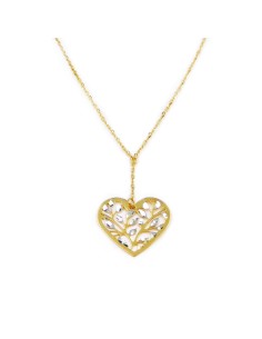 9K Gold Tree of Life Heart Necklace Unoaerre