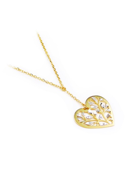 9K Gold Tree of Life Heart Necklace Unoaerre