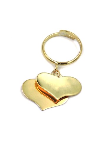 Anello Due Ciondoli Cuore in Argento 925...