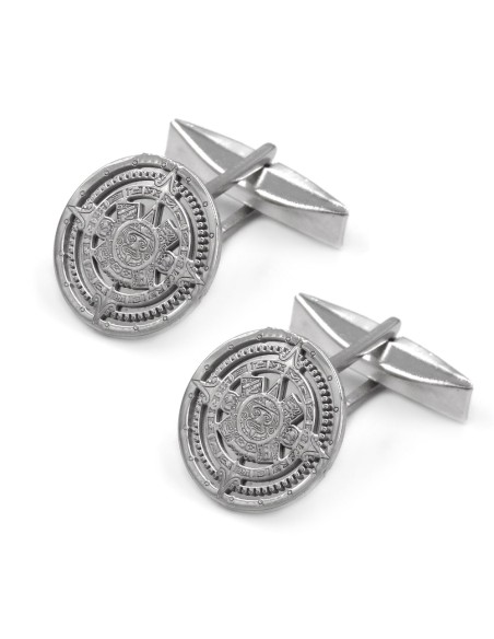 Maya-Kalender Manschettenknöpfe aus 925er Sterlingsilber