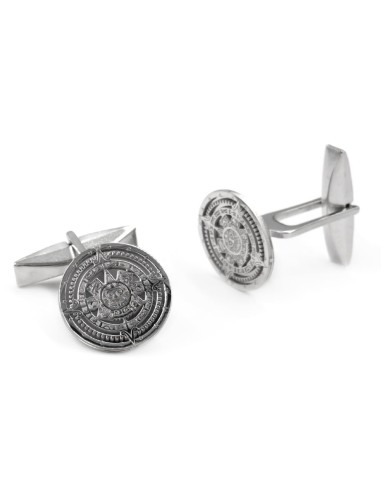 Mayan Calendar 925 Sterling Silver Cufflinks 