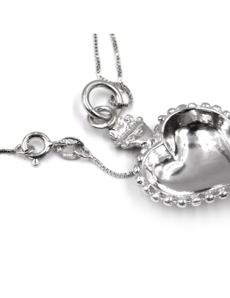 Bracciale Catena Donna in Argento 925 Rodiato con Ciondolo Doppio Cuore