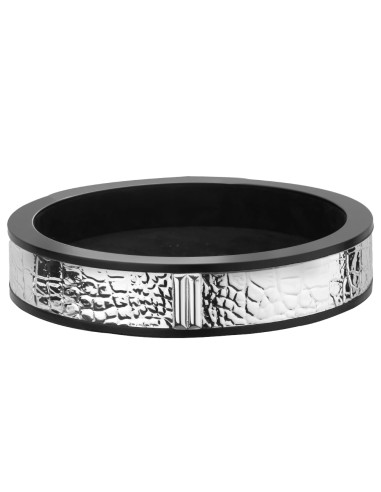 Svuotatasche Tondo Crocodile Skin in Argento 925 e Legno