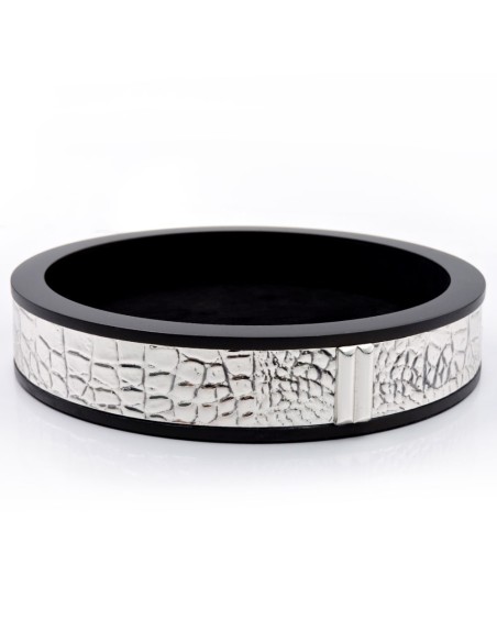Svuotatasche Tondo Crocodile Skin in Argento 925 e Legno