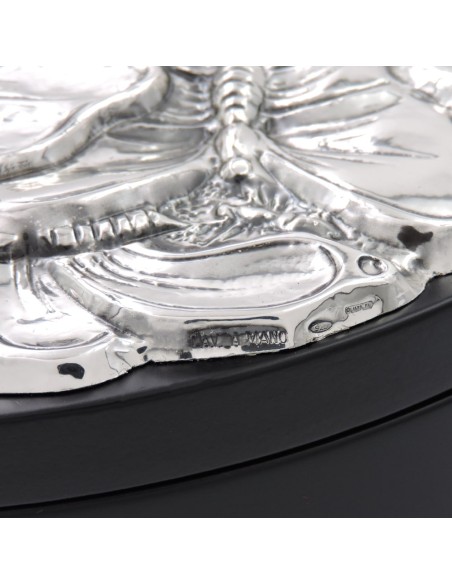 Round Jewelry Box with Sterling Silver Butterflies Cover