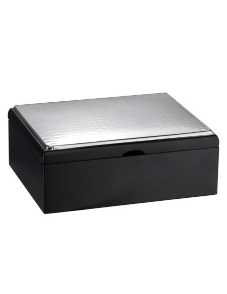 Wooden Jewelry Box with Hammered 925 Sterling Silver Cover