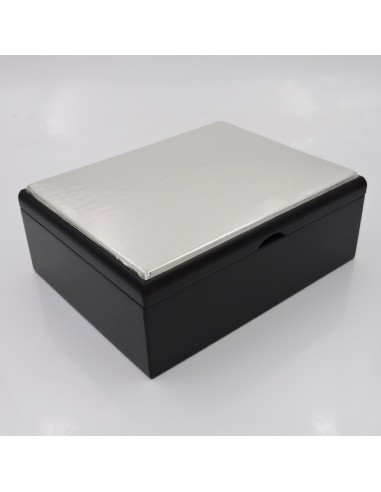 Wooden Jewelry Box with Hammered 925 Sterling...