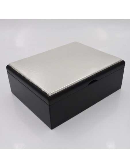 Wooden Jewelry Box with Hammered 925 Sterling Silver Cover
