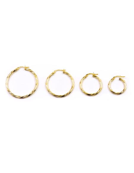 9K Gold Torchon Hoop Earrings