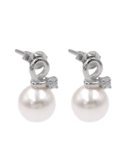 925 Sterling Silver Earrings with Pearls and Zircons