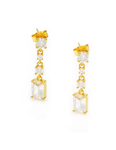 925 Sterling Silver Gold Plated Drop Earrings with Stones