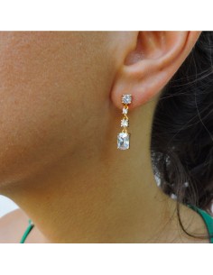 Orecchini Pendenti in Argento 925 Dorato con Pietre  2