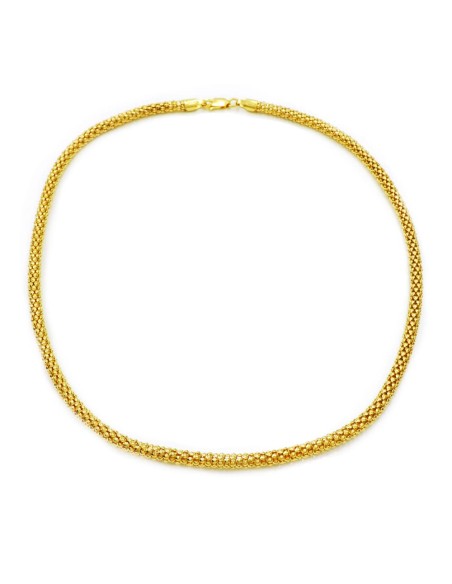 Gold Plated 925 Sterling Silver Popcorn Chain Necklace 