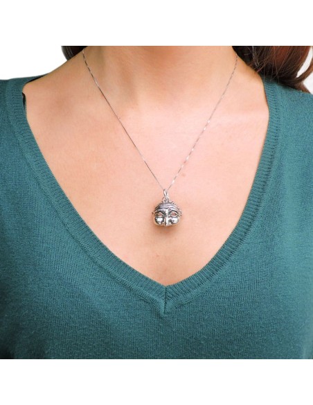 Solid Silver Necklace with Mask Pendant 