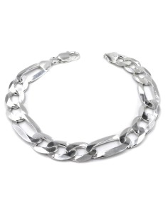 925 Sterling Silver Figaro Alternating Link Bracelet 