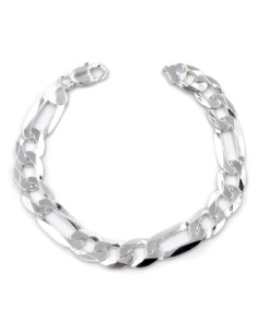 925 Sterling Silver Figaro Alternating Link Bracelet  2