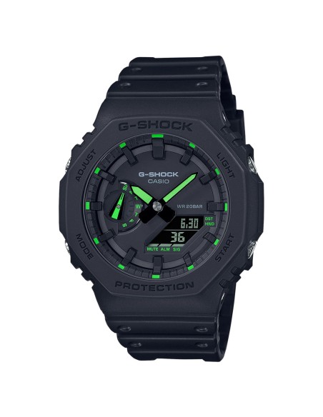Casio G-Shock Orologio da Polso Analogico Digitale da Uomo Nero con dettagli Verdi GA-2100-1A3ER
