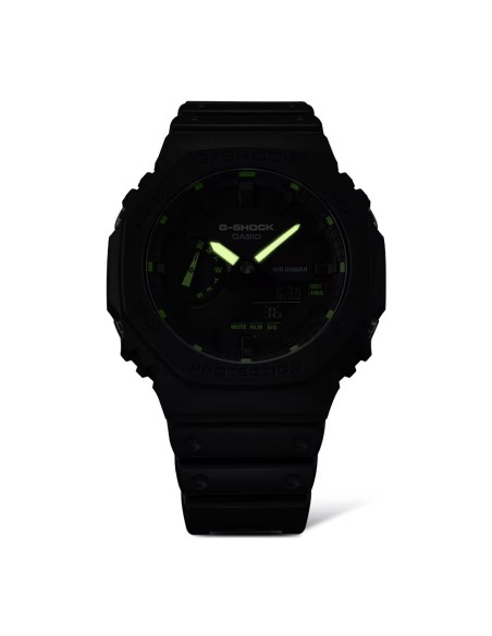 Casio G-Shock Men's Analog-Digital Wristwatch Black with Green Details GA-2100-1A3ER