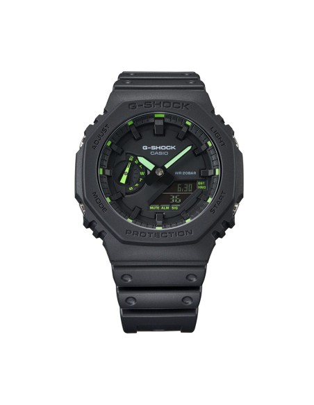 Casio G-Shock Orologio da Polso Analogico Digitale da Uomo Nero con dettagli Verdi GA-2100-1A3ER