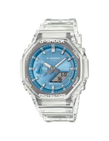Casio G-Shock Orologio da Polso Analogico Digitale da Uomo trasparente quadrante Azzurro GA-2100BM-7A2ER
