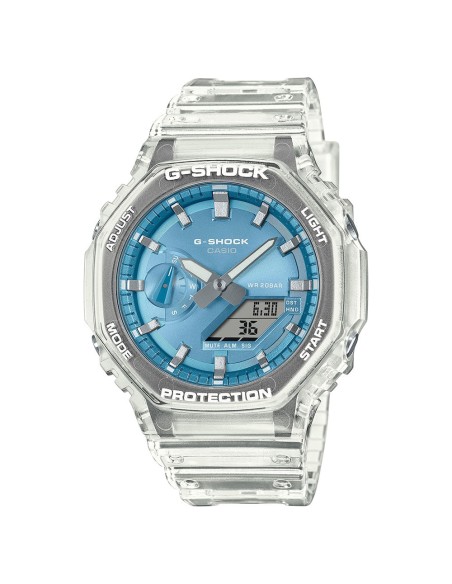 Casio G-Shock GA-2100BM-7A2ER Men's Analog-Digital Wristwatch, Transparent Case with Blue Dial