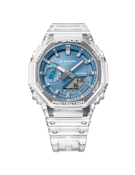 Casio G-Shock Orologio da Polso Analogico Digitale da Uomo trasparente quadrante Azzurro GA-2100BM-7A2ER