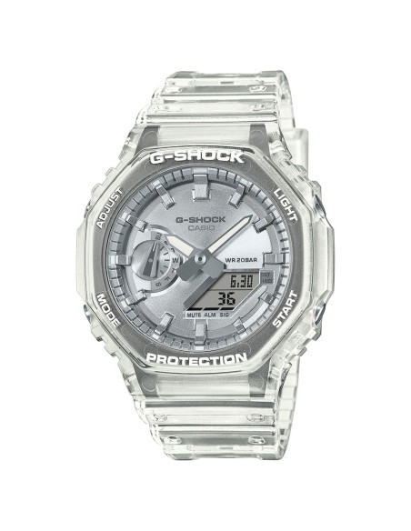 Casio G-Shock GA-2100BM-7A8ER Men's Watch – Analog-Digital, Transparent Case, Silver Dial