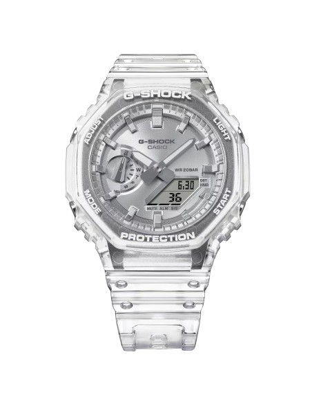 Casio G-Shock GA-2100BM-7A8ER Herren Analog-Digital-Armbanduhr – Transparentes Gehäuse, Silbernes Zifferblatt