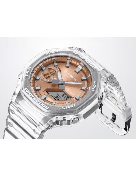 Casio G-Shock GA-2100BM-7A5ER Men's Watch – Analog-Digital, Transparent Case, Copper Dial
