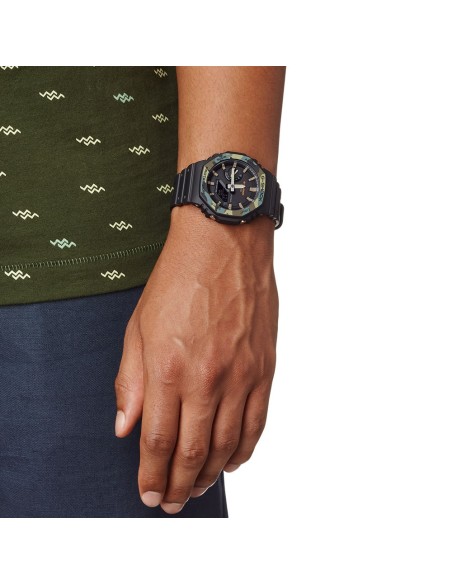 Casio G-Shock Orologio da Polso Analogico Digitale da Uomo Nero dettagli Camo GA-2100SU-1AER