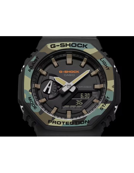 Casio G-Shock Orologio da Polso Analogico Digitale da Uomo Nero dettagli Camo GA-2100SU-1AER