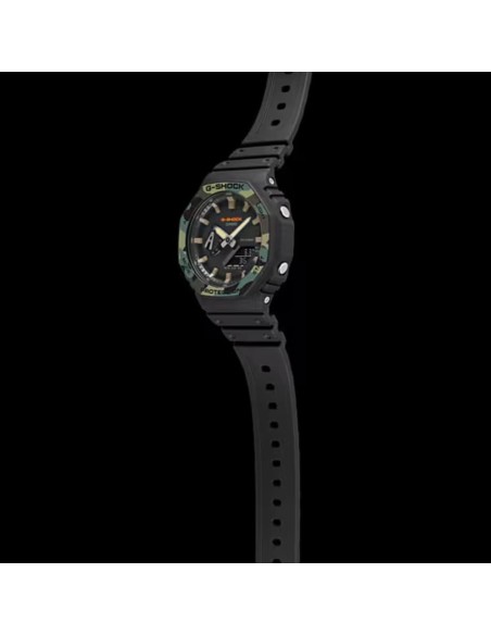 Casio G-Shock Orologio da Polso Analogico Digitale da Uomo Nero dettagli Camo GA-2100SU-1AER