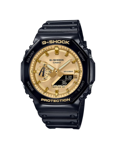Casio G-Shock Men's Analog-Digital Wristwatch Glossy Black with Gold Dial GA-2100GB-1AER