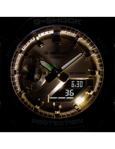 Casio G-Shock Men's Analog-Digital Wristwatch Glossy Black with Gold Dial GA-2100GB-1AER