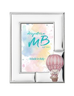 Baby Girl Birth Photo Frame with Teddy Bear on Hot Air...