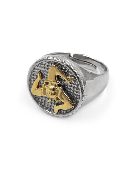 Anello Tondo Trinacria in Argento 925 